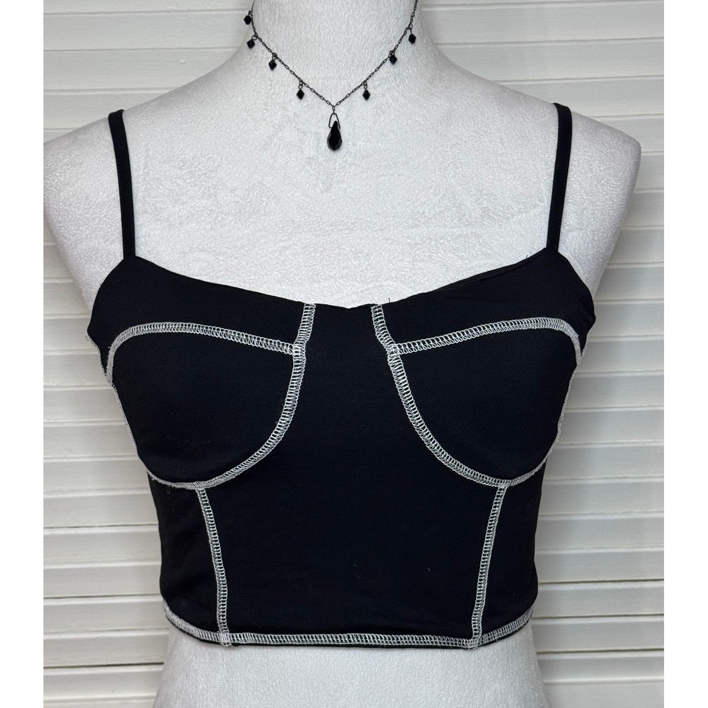 Superdown Womens Black Corset Bustier Crop Y2K Goth‎ Size S Bra Top Crop Party